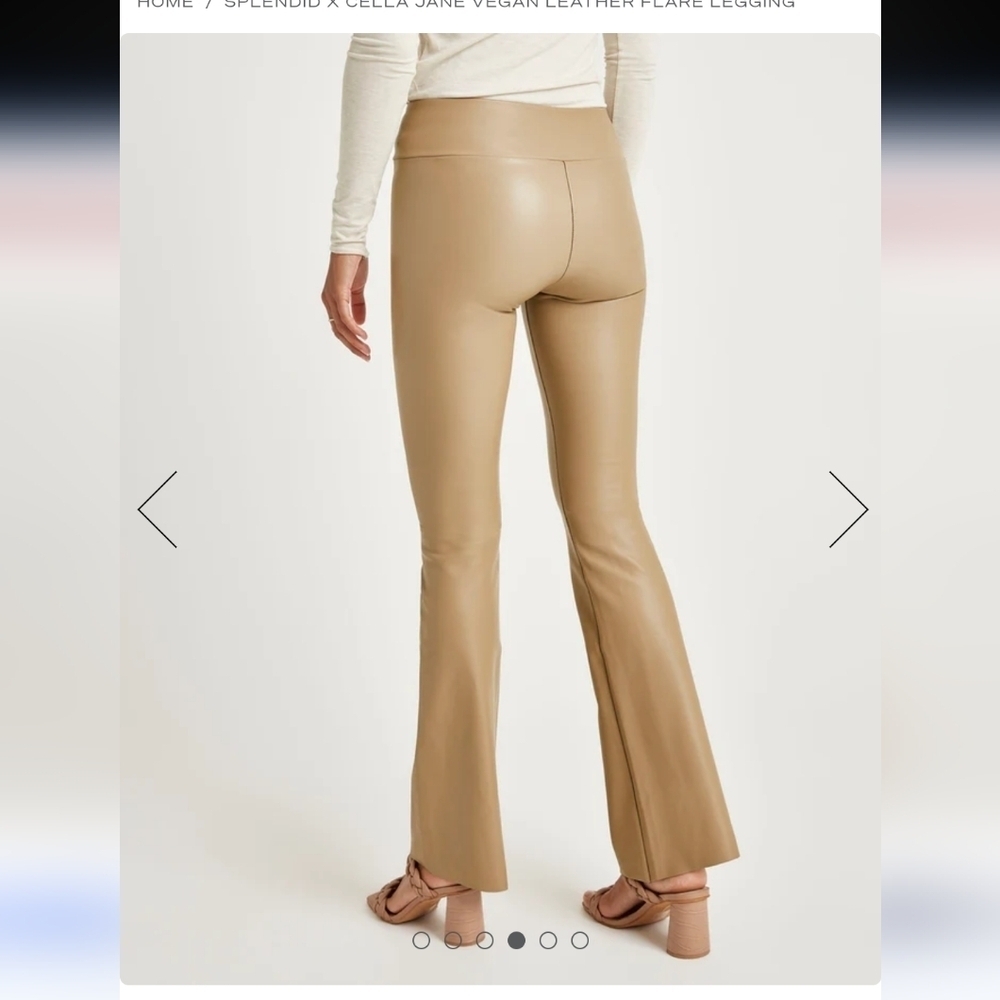 Splendid x Cella Jane Vegan Leather Flare Legging L Beige Festive Urban Hipster - Picture 4 of 6